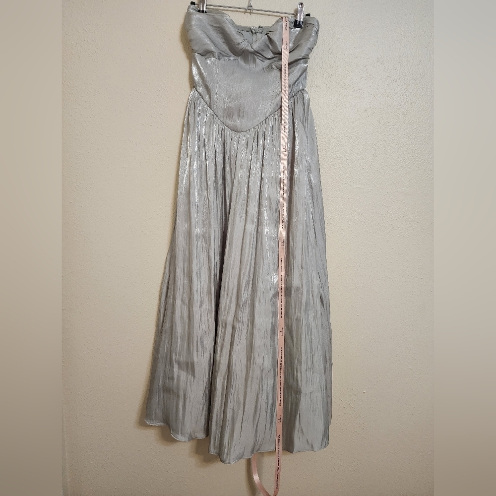 Lulus Kylin Sage Satin Basque Waist Maxi Dress XS Wedding Party Prom Formal - Picture 6 of 10